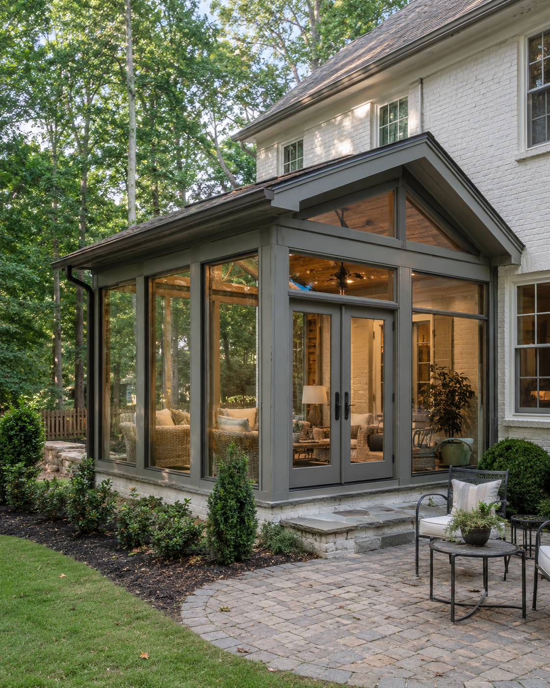 Glass-enclosed three-season sunroom addition in Raleigh NC