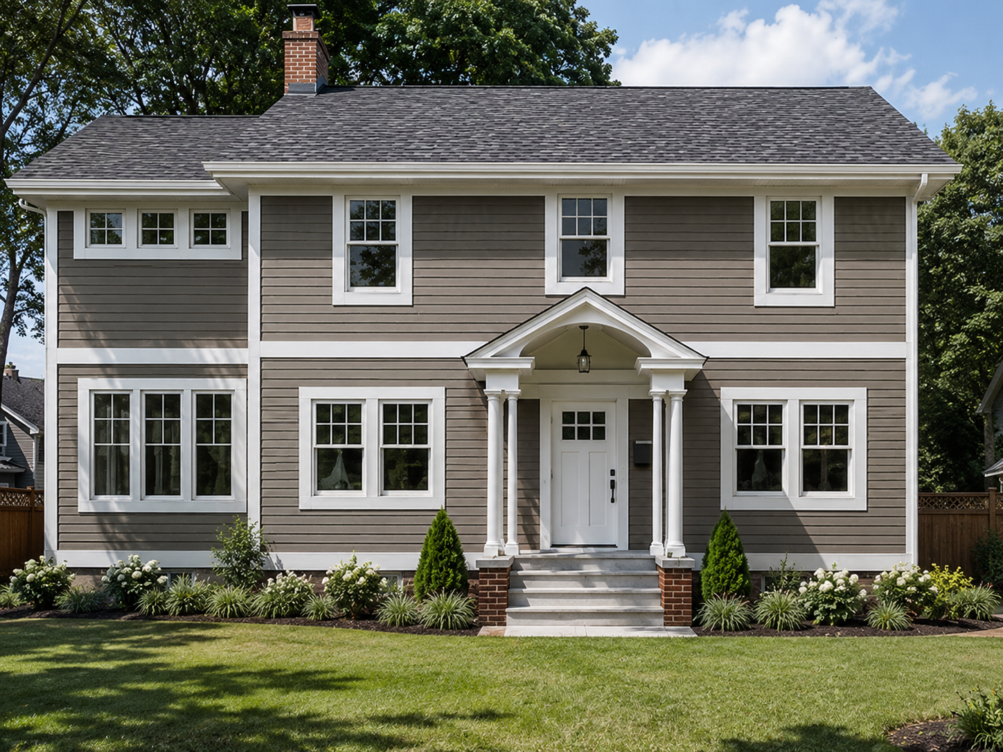 Premium taupe James Hardie fiber cement siding on a two-story Triangle NC home