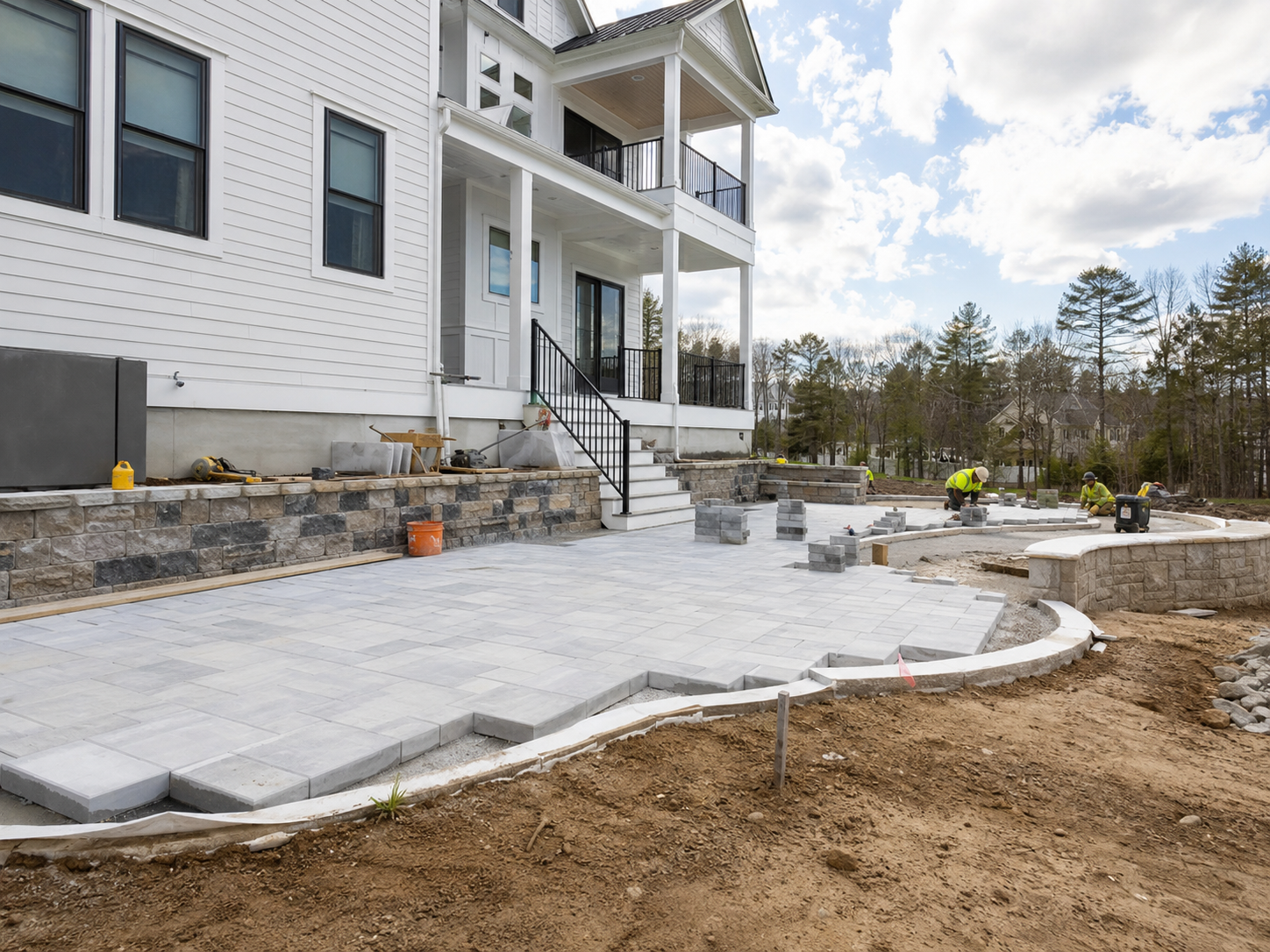 Forge Construction Group crew installing a paver patio in Raleigh NC