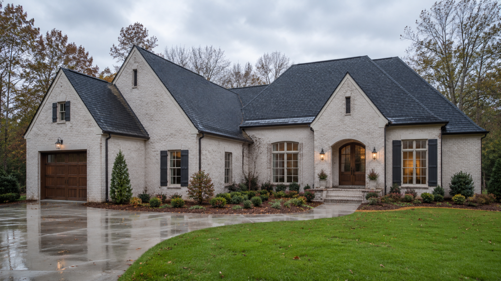 Established Triangle home with a dark synthetic slate roof, installed by Forge Construction Group in North Carolina
