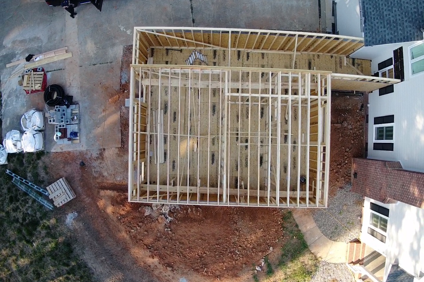 Home addition framing under construction by Forge Construction Group